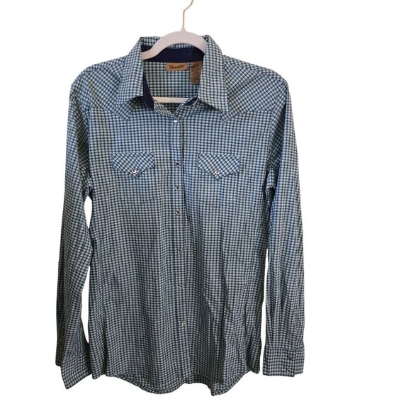 Wrangler Cowgirl Rodeo Festival Western Metallic Rhinestone Snap Shirt Size L - Picture 1 of 5